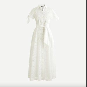 J.Crew Long Shirtdress in White Eyelet - Size 10